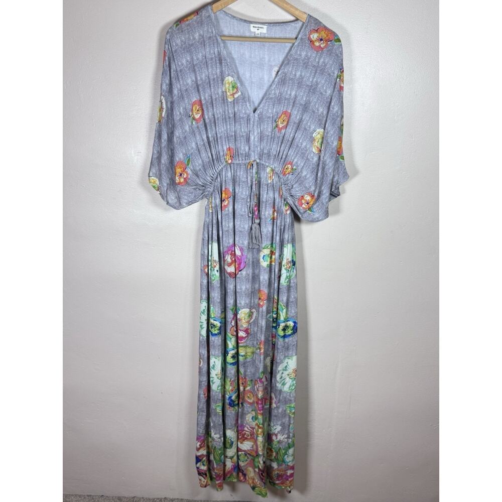 World Market Womens Maxi Dress L/XL Floral Multicolor Mira Kaftan Boho Vacation